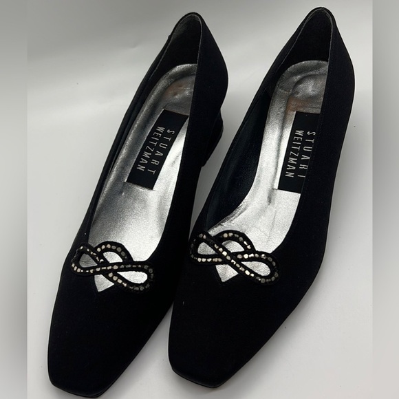 Stuart‎ Weitzman Peau Bow Block Heels Sz 5 - Picture 1 of 3